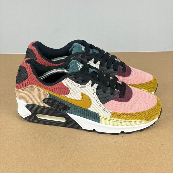 Nike Air Max 90 Multi Corduroy Athletic Shoes Womens 8 Pink Gold Green Red White - Picture 3 of 10